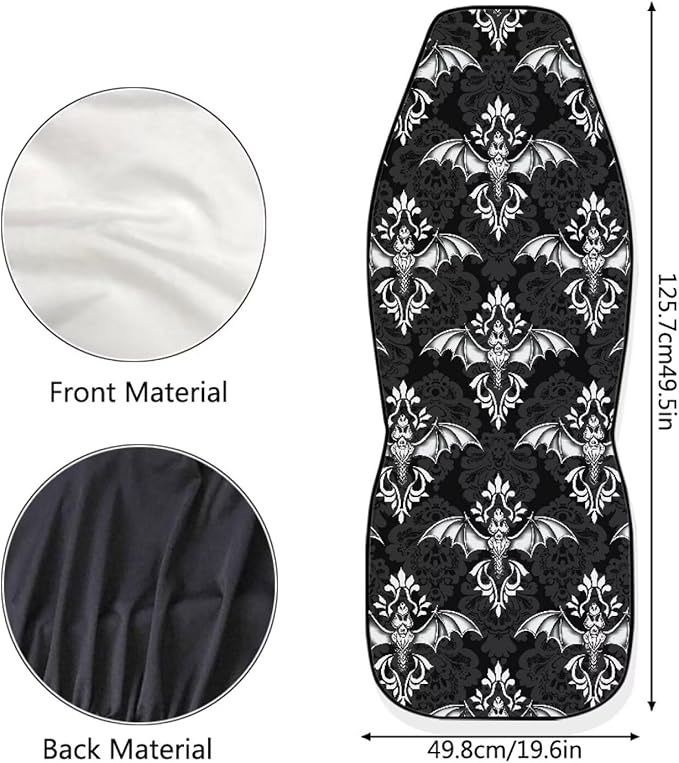 Halloween Bat Car Seat Covers 2 Pcs Breathable Front Seat Cover Stretch Polyester Fabric Cover Easy to Install Car Accessories Universal for Cars Truck SUV Van