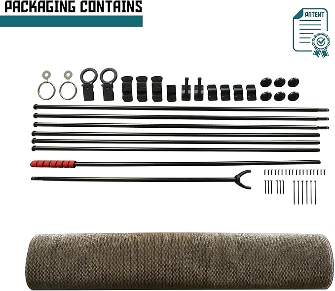 Bynbbur 7'W x 14.5'H Outdoor Patio Shades Foldable Roller Blinds, 220 GSM Sun Shade Roll Up Porch Screens Exterior Shade Cloth for Deck Pergola Backyard, Brown