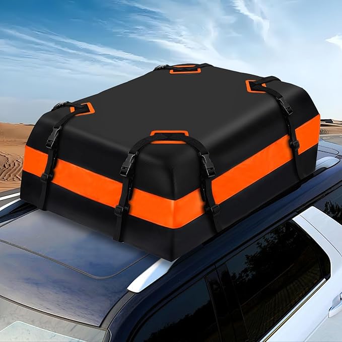 Waterproof Rooftop Cargo Bag, 21 Cubic Feet Heavy Duty Travel Car Roof Storage Bag with Anti-Slip Mat, Foldable Luggage Carrier for SUV Sedan Truck, Ideal for Road Trips Vacations Black