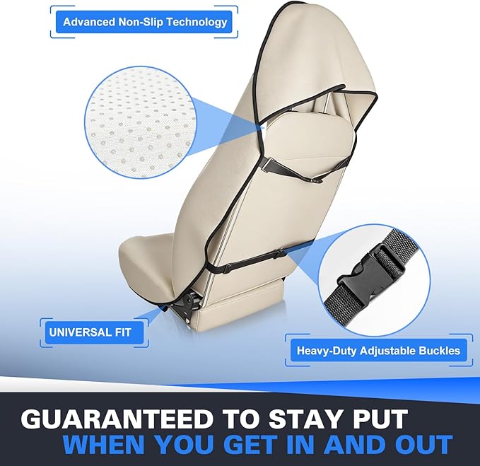 ZIMABLUE 1PC Waterproof Towel Car Seat Cover - 525g Heavy Duty 3-Layer Microfiber Sweat Protector for Bucket Seats - Non-Slip Machine Washable Universal Fit for Gym, Yoga, Beach, Pets & Outdoors-Beige