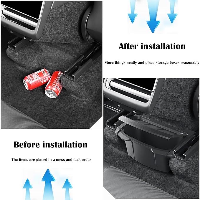 Rear Center Console Floor Storage Box for Tesla Model Y Juniper 2025 2026 Rear Center Console Organizer - 2nd Row Seat Organizer Bin for Model Y Juniper Accessorie