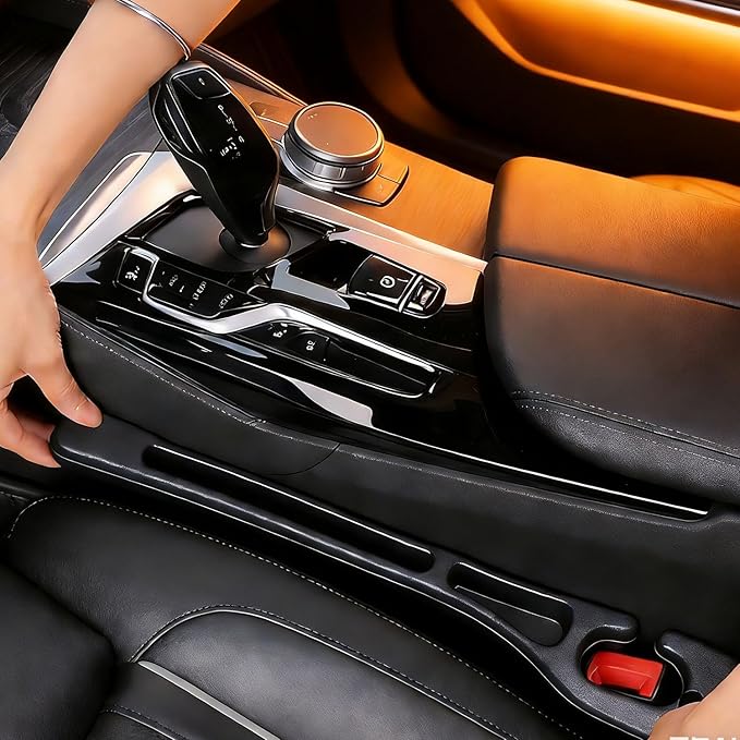 Car Seat Gap Filler, 2-Pack Universal Seat Gap Filler Organizer,Seat Side Gap Seam Filler Organizer Between Seat and Centre Console, No Drop Seat Guard for Phones,Keys & Cards, Fits Cars, SUVs, Trucks