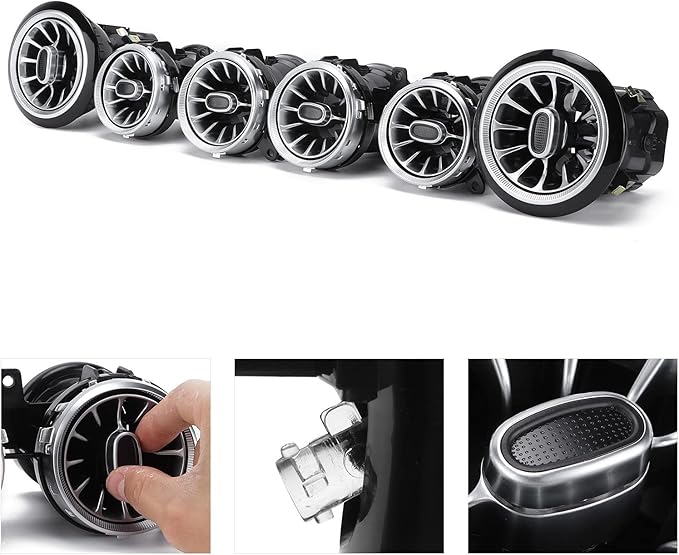 C238 Vent Led Kit,W213 Air Vent Ambient Light,6pcs 64 Color Front LED Turbine Air Vent Ambient Light Kit Replacement for Benz EClass W213 C238 20172021