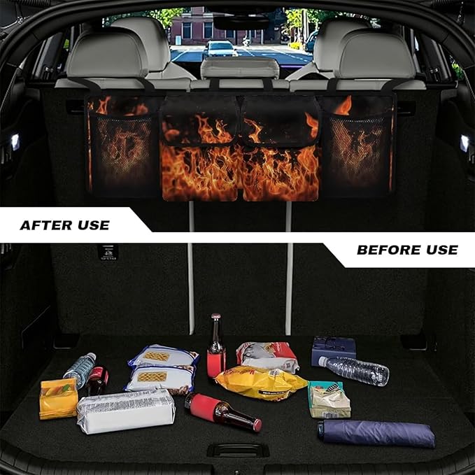 Black Fire Auto Car Trunk Organizer - Collapsible, Multi-Pocket Automotive SUV Car Organizer for Storage w/Adjustable Straps - Truck & Car Accessories for Women and Men