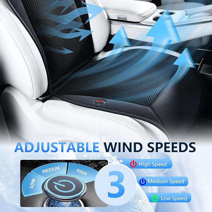 FLORICH Cooling Car Seat Covers with 8 Turbo Fans Blowing & Suction Ventilated Car Seat Cushion 12V-24V 3-Speed Adjustable Car Seats Cooling Pad Universal Fit for Car SUV Truck Van Summer Driving