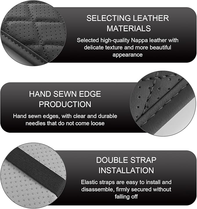 Car Center Console Cover, Leather Automotive Armrest Cushion with 2 Storage Bags, Breathable Armrest Cover, Universal Waterproof Arm Rest Protection Pad for SUV, Sedan, Truck (Black)