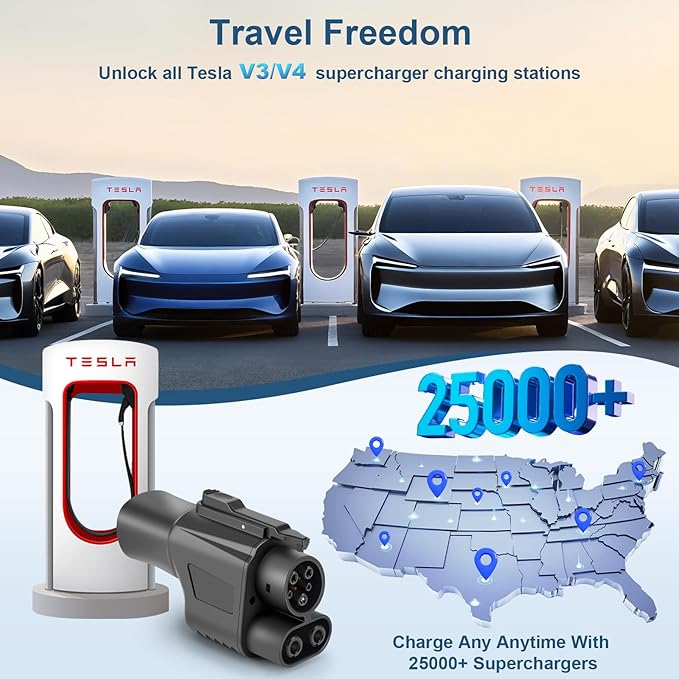 Electric Vehicle Charging Adapter Compatible with Tesla Supercharger, Fit for Rivian,Ford,GM EVs for Tesla Supercharger to CCS1 Charger Adapter, Max 500A 1000V Fast Charge