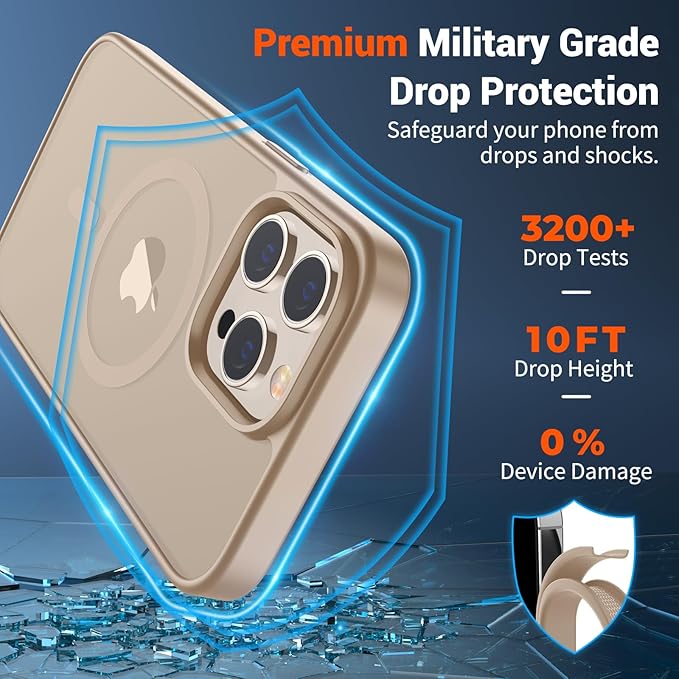 SUPFINE Magnetic for iPhone 12 Pro Max Case(Compatible with MagSafe)(Military Grade Drop Protection) Slim Translucent Matte Shockproof with Anti-Fingerprint Phone Case,Desert Gold