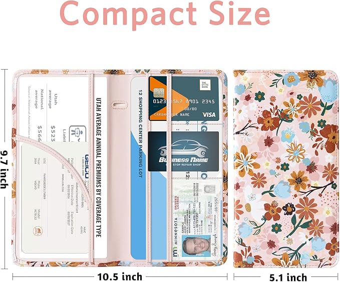 CoBak Car Registration and Insurance Holder - Vehicle Glove Box Car Organizer,Auto Truck Comparment Accessories Case with Magnetic Closure for Driver License,Cards