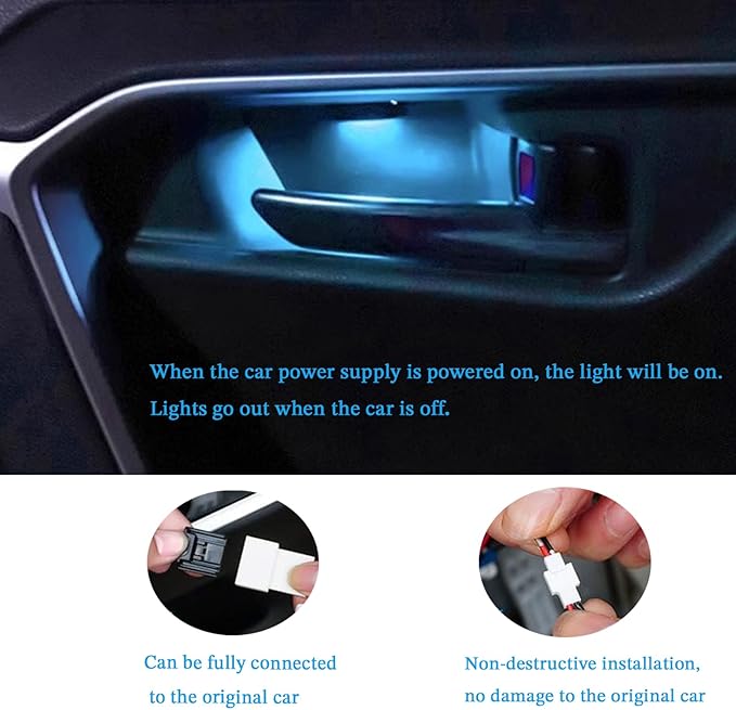 Door Bowl Light Fit for Toyota RAV4 2019 2020 2021 Inner Door Handle Accessories Bowl Shape LED Light Ambient Light Interior 4 pcs (Ice Blue