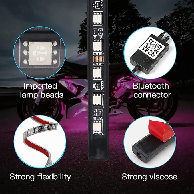 YUGUANG 4Pcs Underglow LED Lights for Cars, 16 Million Colors APP Control Car Underglow Kit Music Sync RGB Under Glow LED Car Strips Light Kit for Cars Trucks SUVs