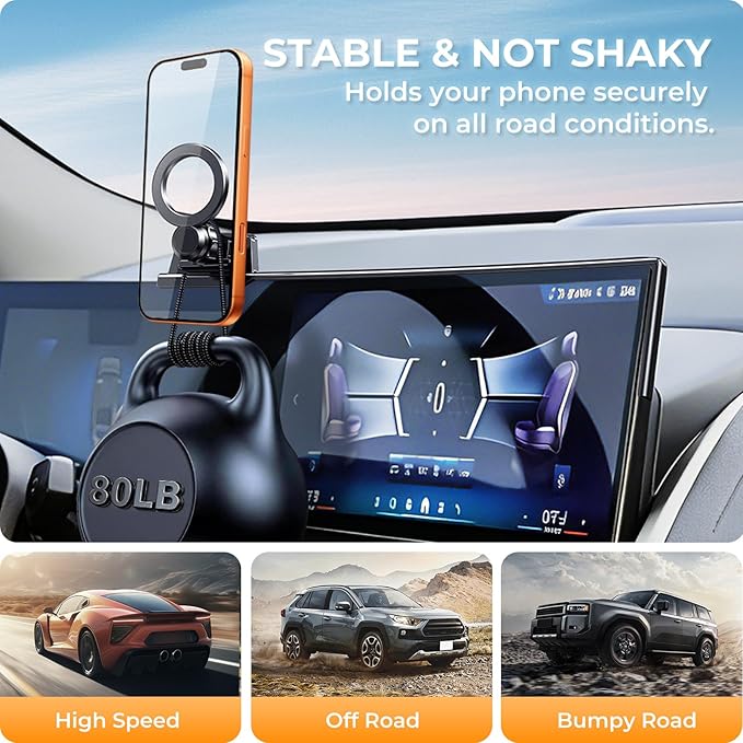 Car Phone Holder for BMW 7 Series & i7 2026 2025 2024 2023 (Only for 14.9-Inch Screen) 360° Rotation Magnetic Cell Phone Mount, Compatible with Magsafe, Does Not Affect Air Vent