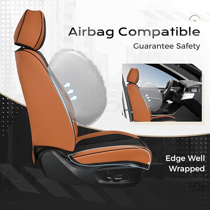 Coverado Seat Covers, Car Seat Covers Front Seats, Car Seat Cover, Car Seat Protector Waterproof, Car Seat Cushion Nappa Leather, Seat Covers Carseat Cover Universal Fit for Most Cars