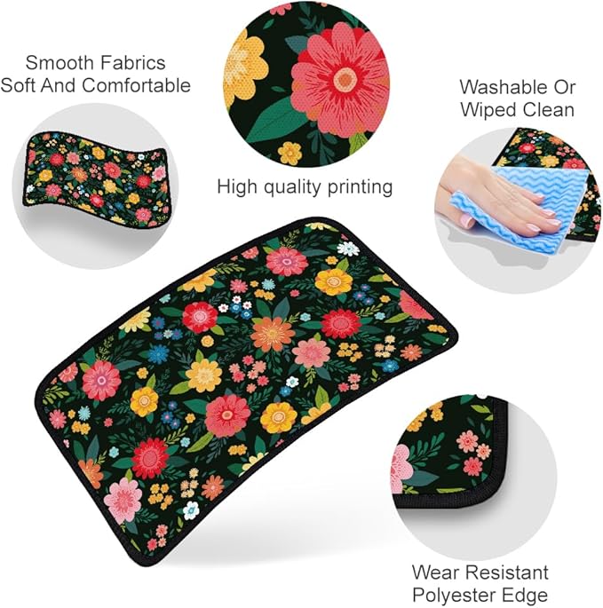 1pc Center Console Armrest Cover Pad 12.6x7.5 inch Flower Neoprene Car Armrest Cushion Waterproof Armrests Seat Box Cover Protector for Universal Cars Vehicles SUVs