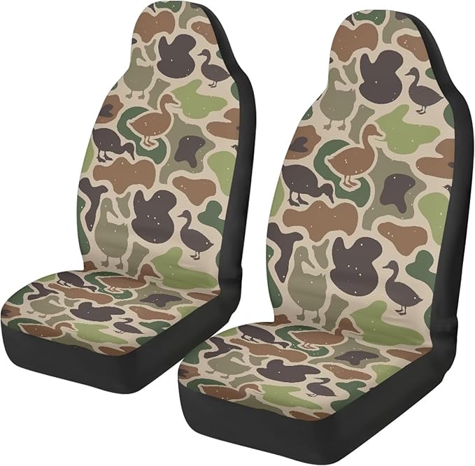 ELEQIN Car Seat Covers Universal High Back Cushion Protector for Car Truck Suvs,Sedans,Vehicles,Duck Camouflage Front Car Seat Covers 2 Pack
