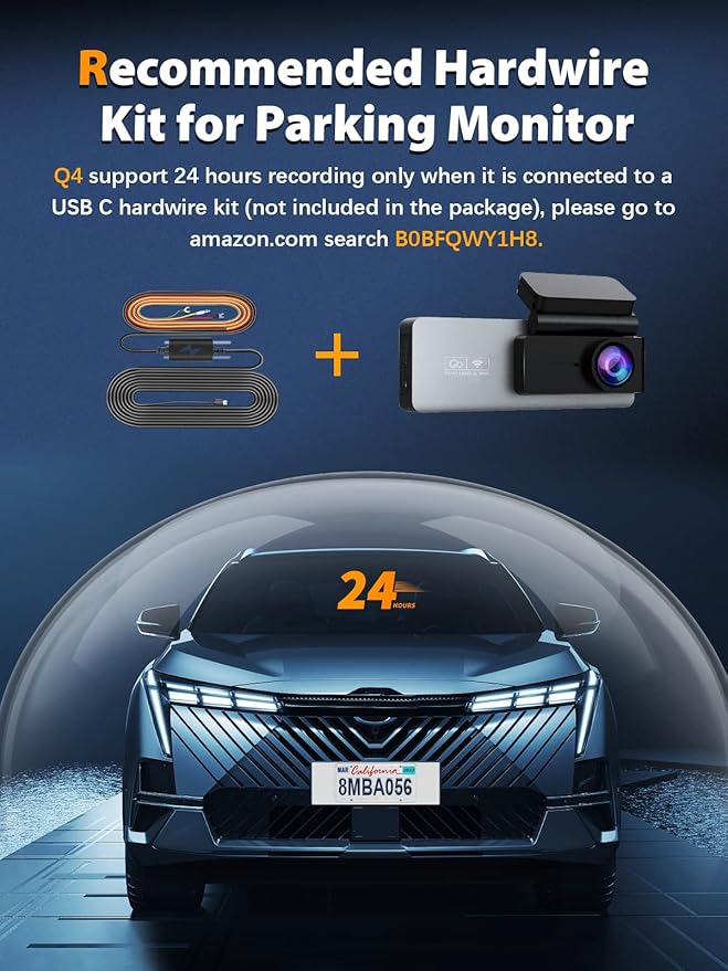 ARIFAYZ Dash Cam Front and Rear 4K+1080P, Free 64GB Card, Built-in WiFi, Dash Camera for Cars, Car Camera, Dual Dashcams for Cars with Night Vision, 24 Hours Parking Monitor, Loop Recording