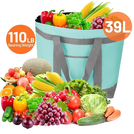 CIVJET Insulated Reusable Tote Bag for Grocery Shopping for Women/Men, Pizza/Food Delivery Bag to Keep Food Cold/Hot for Commercial Food Transport, Cooler bags for Travel/Beach/Picnic, Green