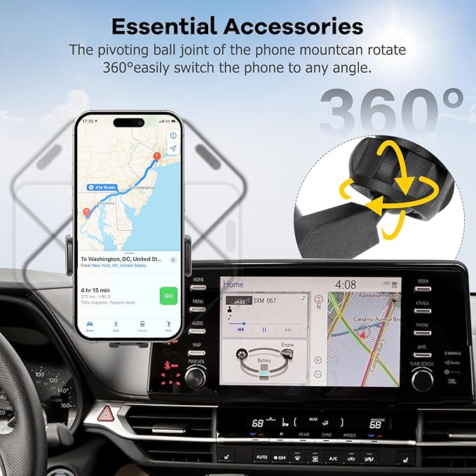 Car Phone Holder Fit for Toyota Sienna 2021 2022 2023 2024 w/DashTray Storge Box Organizer-Cell Phone Mount for Sienna Accessories 9 inch Touch Screen 360 Degree Rotation (Not fit Sienna 2025)
