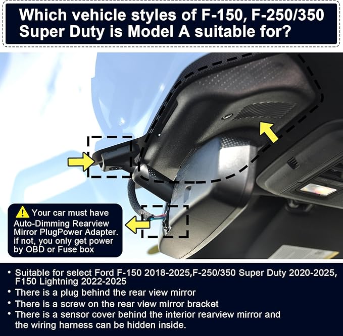 mangoal 4K Front & 2K Rear 2 Channel HDR Dash Cam, Dual STARVIS 2 IMX678 IMX675, Custom Fit for Ford F150 2018-2026 F250/F350 Super Duty 2020-2026(Model A), 5GHz WiFi, GPS, 128GB Card