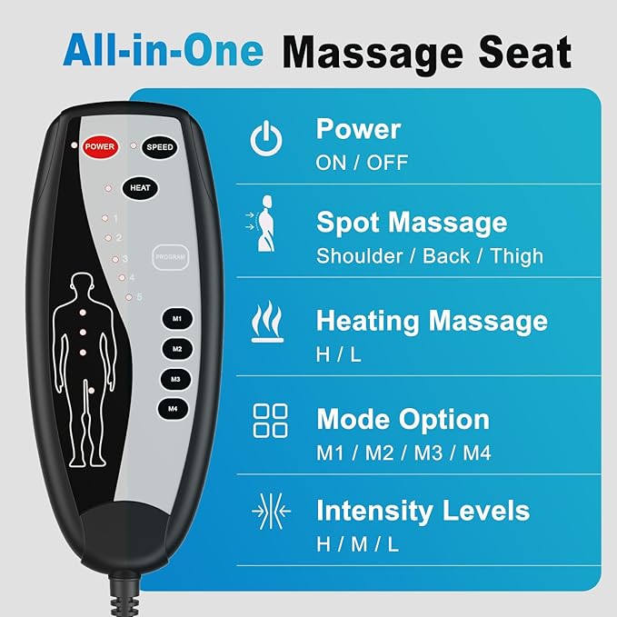 Back Massager with Heat, Full Body Massage Pad with Pillow Neck Support, Soft Plush Fabric Cover, Chair Massager with 3D Lumbar Truction and 8 Vibration Motors, Home Office Use