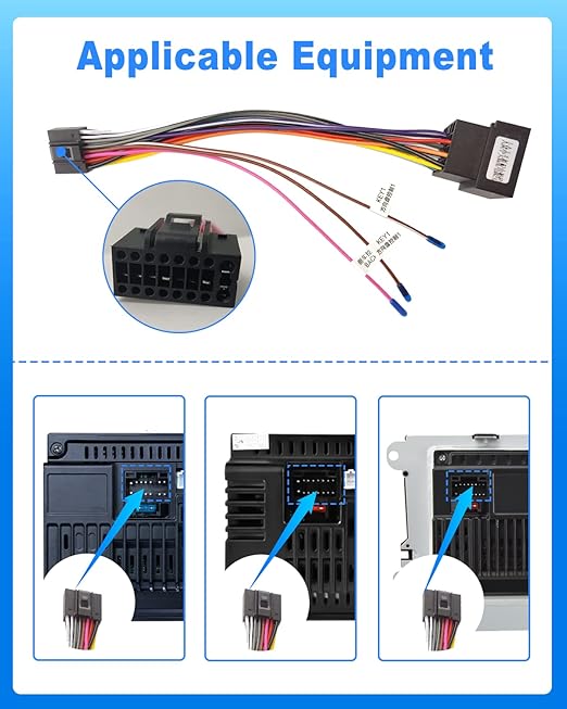 Hikity 16 Pin Wiring Harness ISO Adapter for Android Car Radio Universal ISO Standard Female Radio Connector with Steering Wheel Control Cables and Reverse Gear