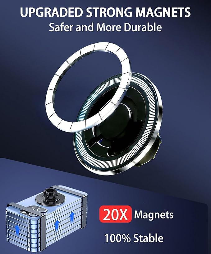 Magnetic Car Phone Mount for 2020-2026 Toyota Highlander Accessories, for MagSafe Strong Magnets Cell Phone Holder 8-Inch Touch Screen Cradles, with Portable Phone Gripper 360° Rotation