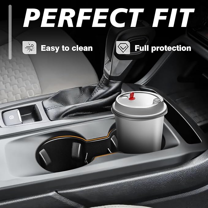 Muslogy Center Console Cup Holder Inserts Compatible with 2024 2025 2026 Ford Ranger Accessories Middle Console Drink Holder Silicone Black Organizer Non-Slip Drink Stopper