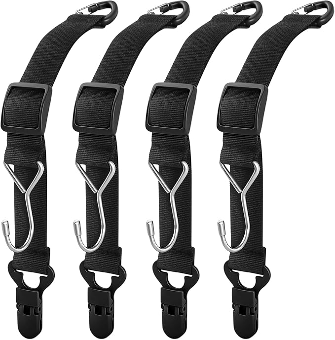 Headrest Hooks for Car, 2-in-1 Backseat Organizer with Bag Hook & Hat Clip, Extendable Universal Vehicle Storage Hanger Car Gifts for Purse, Grocery, Shopping Bag, Cap (4 Pack)
