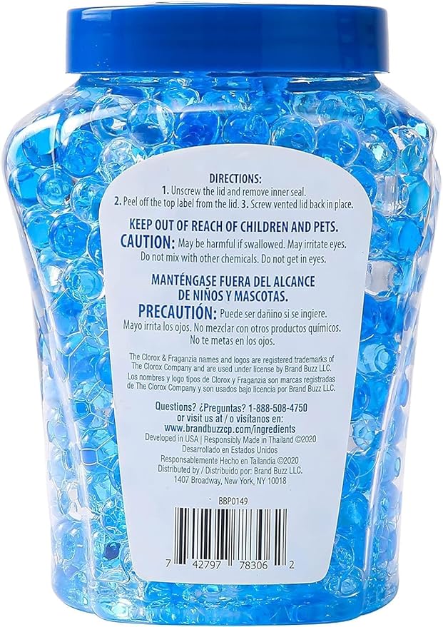 Clorox Fraganzia Crystal Beads Air Freshener, Long Lasting Room Deodorizer and Odor Eliminator Gel Beads to Freshen Home, Car, or Office, Morning Sky Scent, 12 Fl Oz