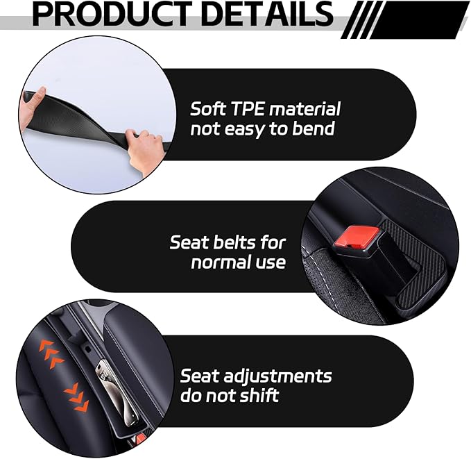 2PCS Car Seat Gap Filler Organizer, Multifunctional Seat Gap Storage Box for Phone Key, Stop Things from Dropping Between Seat and Console, Universal Interior Car Accessories (Red)