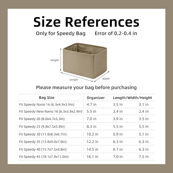DGAZ Silk Purse Organizer Insert Fits LV Speedy 16/20/25/30/35/40/45 bags，Silky Smooth Bag Organizer，Luxury Handbag & Tote Shaper(Etoupe grey,SP40)