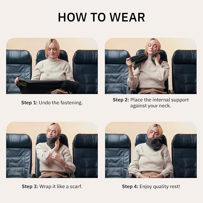 trtl Pillow - Scientifically Proven, Super Soft Neck Support Travel Pillow for Airplanes - Lightweight and Machine Washable - Ergonomic Design for Traveling on Flights, Cars, and Trains - Grey