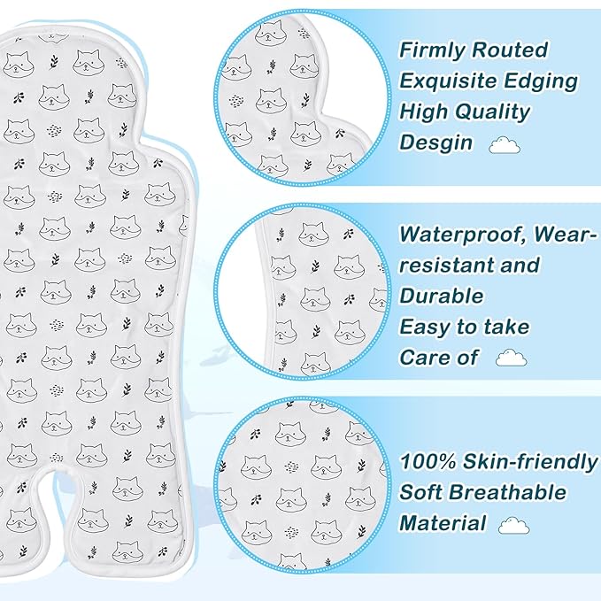 Pinkunn Gel Car Seat Baby Cooling Pad for Summer Breathable Stroller Cooler Pad Multifunctional Carseat Cooling Mat for Baby Child Dining Chair Safety Seat Stroller(White,Fox)
