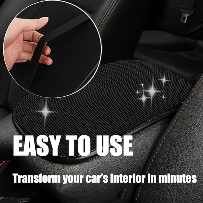 11.9''×8.4'' Bling Car Center Console Cover, Crystal Diamond Arm Rest Cover for Car, Soft Elbow Pillow Automotive Armrest Seat Box Cover, Arm Rest Protective Cushion Pad for Women Men (Black)