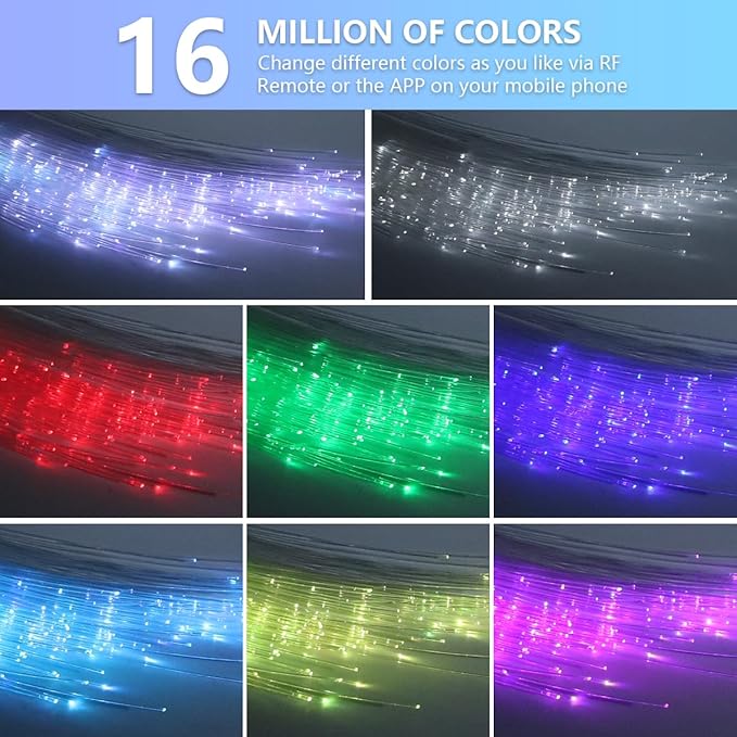 16W Car Home Starlight Headliner Kit, Twinkle & Sound Activate RGBW Fiber Optic Lights with APP & Remote Control, Star Lights for Ceiling Decoration, 550 pcs 13.1ft