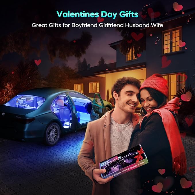 Winzwon Led Lights for Car Accessories Interior, Gifts for Mothers Day Him Her Men Women Teen Boys Girls, APP Control with USB Port Color Change Lights for Truck Decor