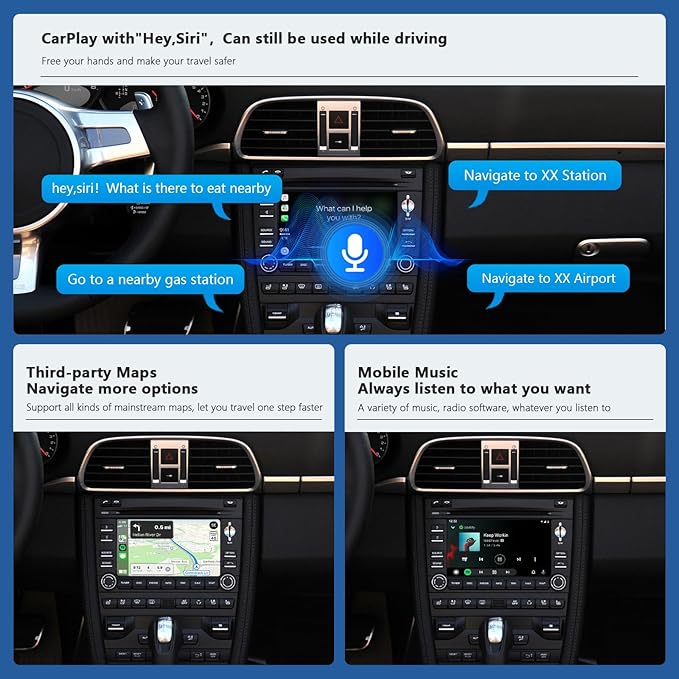 Road Top Wireless CarPlay Android Auto Retrofit Kit for Porsche PCM 3.0 (2008–2012) | Compatible with Cayenne 911 Cayman Boxster | CarPlay Interface Decoder, MirrorLink, Reverse Camera