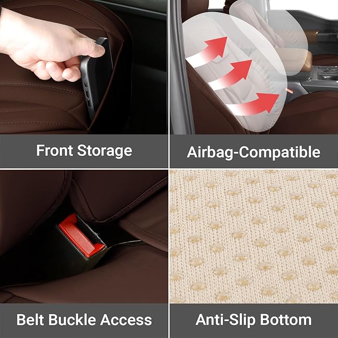 Coverland Custom Fit Car Seat Covers for SUV Compatible with [Kia Sportage, Sportage Hybrid] Premium Seat Cover Water Resistant Leather Non-Slip Interior Protector [Full Set Dark Brown - Chart X75]