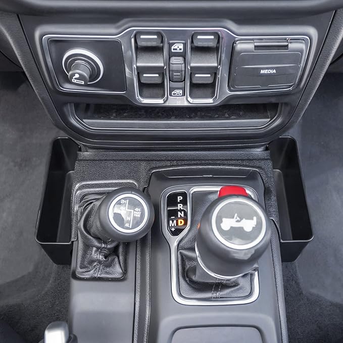 Center Console Gear Shift Organizer Tray Compatible with Jeep Wrangler JL/JLU 2018-2023 2024 2025 2026 and Jeep Gladiator JT Truck 2020-2023 2024 2025 2026 Storage Box Accessories (Not for JK/JKU)