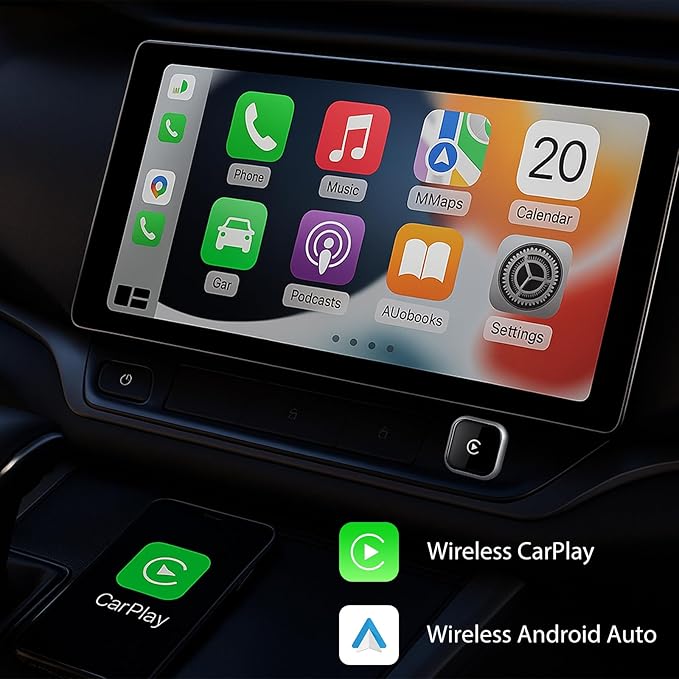 Sunweyer 2026 Latest Wireless CarPlay & Android Auto Dongle 2 in 1 Auto Connect Box,USB Type-C Port,Supports Online Updates Wired to Wireless Adapter (S40) (S42)