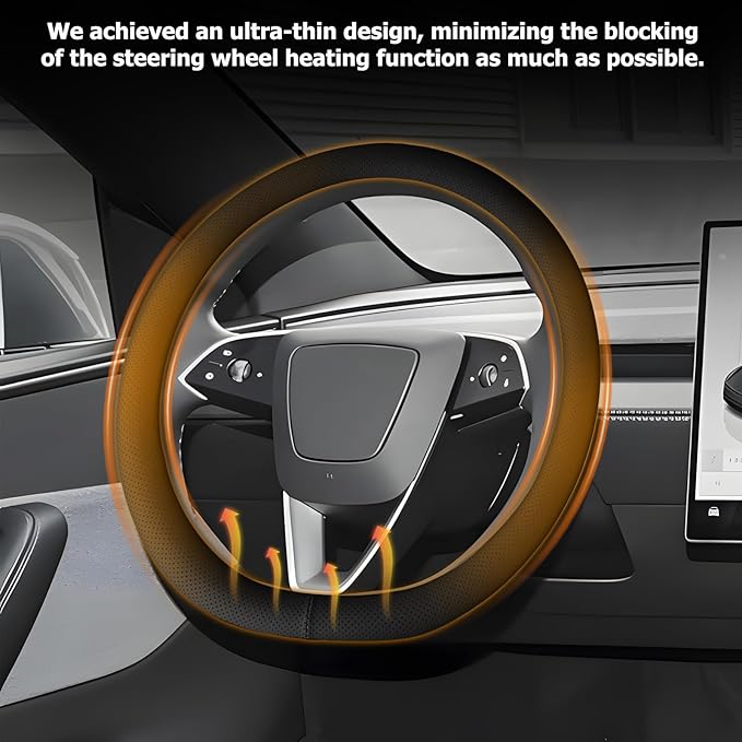 Microfiber Leather Universal 14.5-15 inch Steering Wheel Cover,Easy to Install Non-Slip Breathable Steering Wheel Protector Black