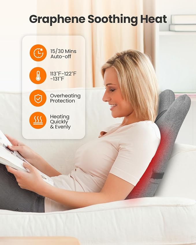 CILI Back Lumbar Support Pillow for Office Chair, Desk Chair Lumbar Back Support with Massage & Heating Function, Memory Foam Lumbar Pillow for Home Office Use