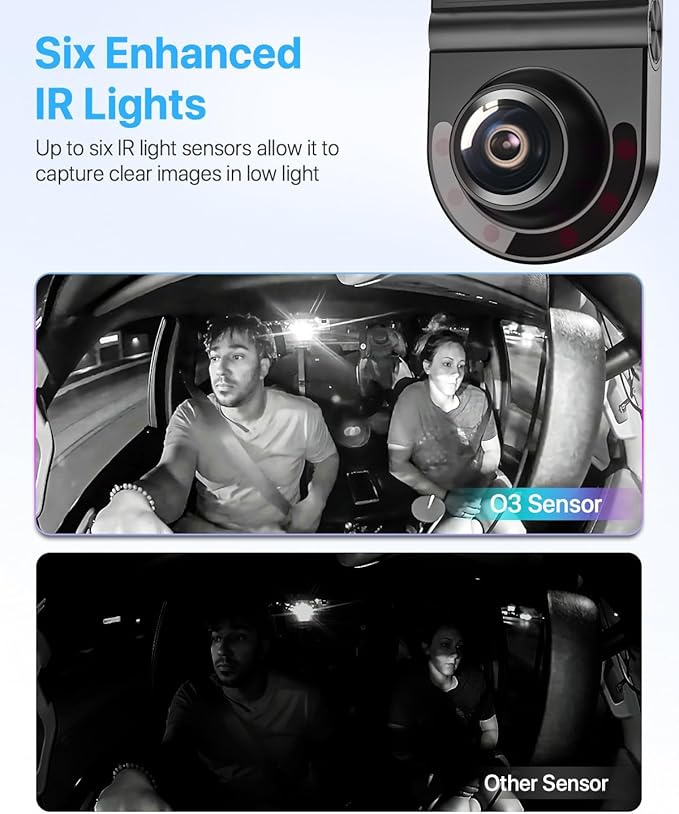 Dash Cam, 360° Dash Cam Front and Rear Inside, 4K/2.5K UHD Dash Camera for Cars, Night Vision, Built-in 5G WiFi & GPS, G-Sensor, 185° Wide Angle, HDR, Parking Mode, Support 512GB Max