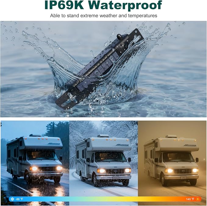 1080P Solar Wireless Backup Camera with 5in Monitor, 5000mAh Rechargeable Battery and Solar Panel, IP69K Waterproof, IR Night Vision, Support 2 Cameras, for Car, RV, Trailer, Camper (0092)