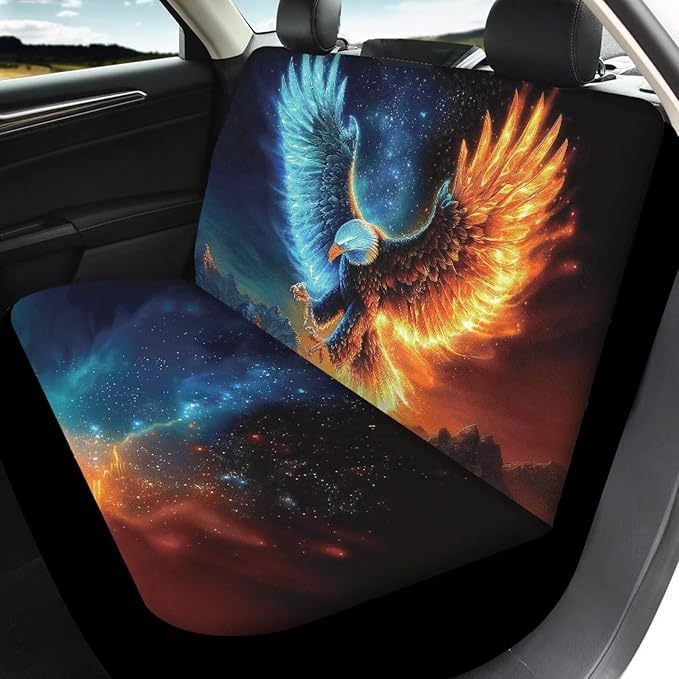 KEIAHUAN Eagle Pattern Full Set Seat Covers for Car Front Seat Covers and Split Rear Bench Seat Covers Washable Stretchy Universal Vehicle Seat Cushion Cover Universal Fit for Cars, Trucks, SUV, Van