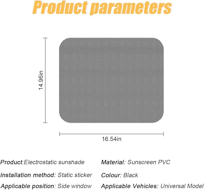 Car Side Window Sunshade, 4 PCS Static Cling Films Stickers Sun Shade UV Rays Privacy Protector, Reuseable Washable Sun Shade for Most Cars, Vhicles, SUV