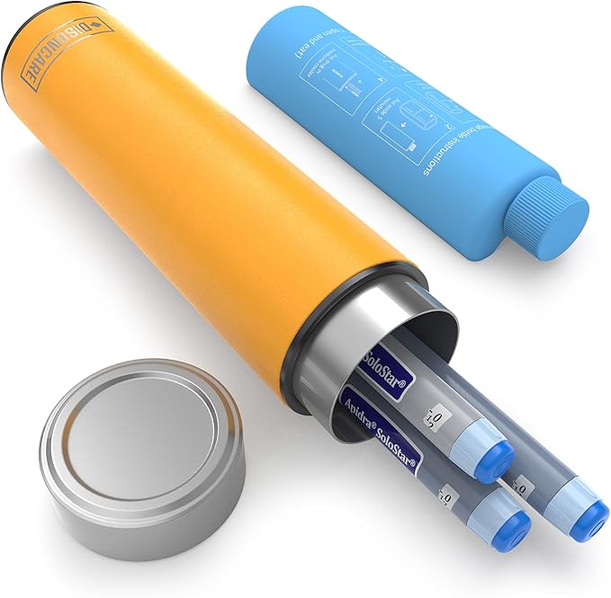 Disoncare Odyssey 60H 3 Insulin Pens Case - Insulin & EpiPen Travel Cooler with Ice Pack & Medical Alert Tag (Yellow)