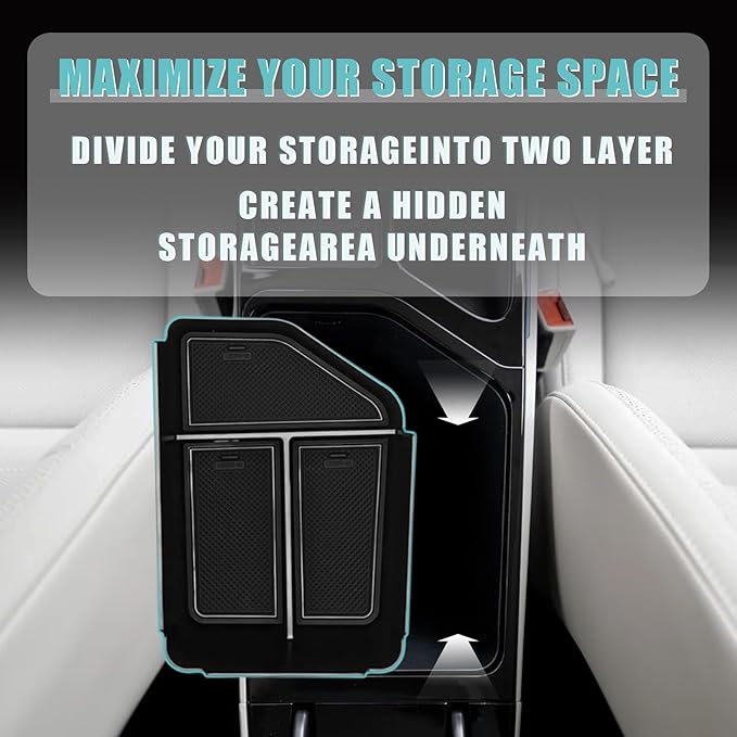 BestEvMod Center Console Organizer Compatible with 2025 2022-2024 Kia EV6 Accessories Tray Interior Accessories Armrest Storage Box ABS Material with PVC Trim (Middle Organizer)