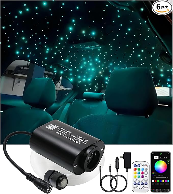 Twinkle Starlight Headliner Light Kit 20W Upgraded Car Home Fiber Optic Lights 650pcs*0.03in(9.8ft/3m) Sound Activated APP/Remote Control Small Size Star Lights for Car Home Star Ceiling Decoration