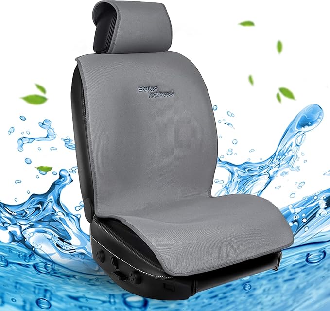 Sojoy IsoTowel Car Seat Cover,Microfiber Seat Towel,with Quick-Dry Material and Non-Slip Back,Car Seat Protection for All Workouts,All-Weather(Gray)